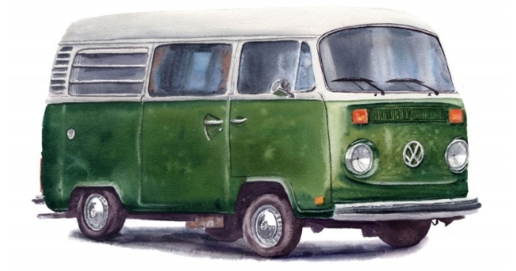  Green Bus VW 复古巴士